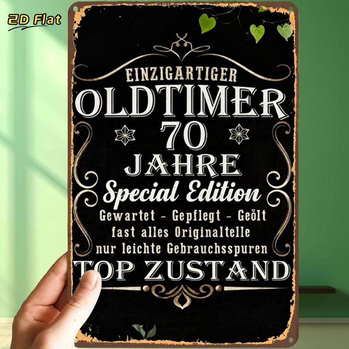 E-shop 2D-Flach, . geeignet für Innenbereich, Garten, Toilettendekoration, Vintage -Sonderausgabe Metall-Blechschild - 70. Jubiläum Retro-Wanddekor mit