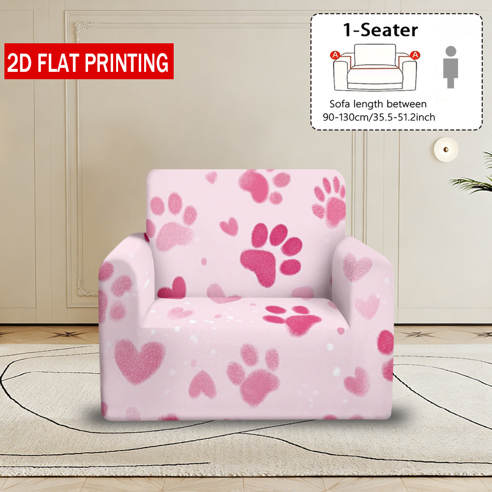 TEMU 2d Flat 1pc Prints And Hearts Sofa Cover, - Elastic Fabric Fits The Sofa Tightly; Shoulder Strap Secures ; Machine Washable; Fits 1-4-seater