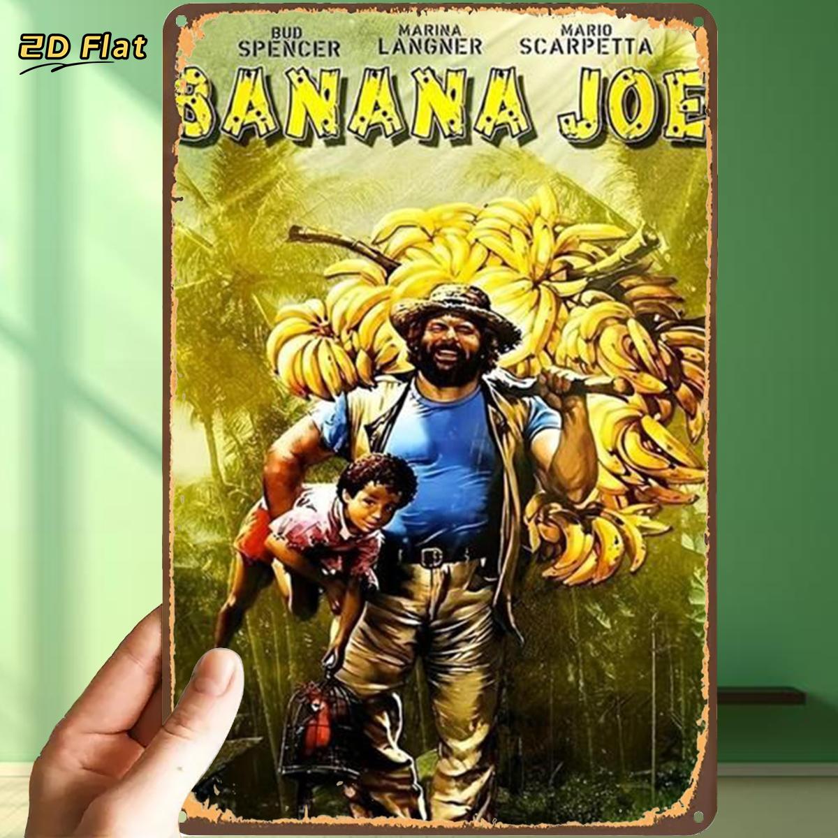 E-shop 2D-Flach, . Banana Metall-Blechschild Wanddeko – Vintage Banana Joe Poster geeignet für Innenbereich, Garten, Raumdekoration, vorgebohrte Löcher