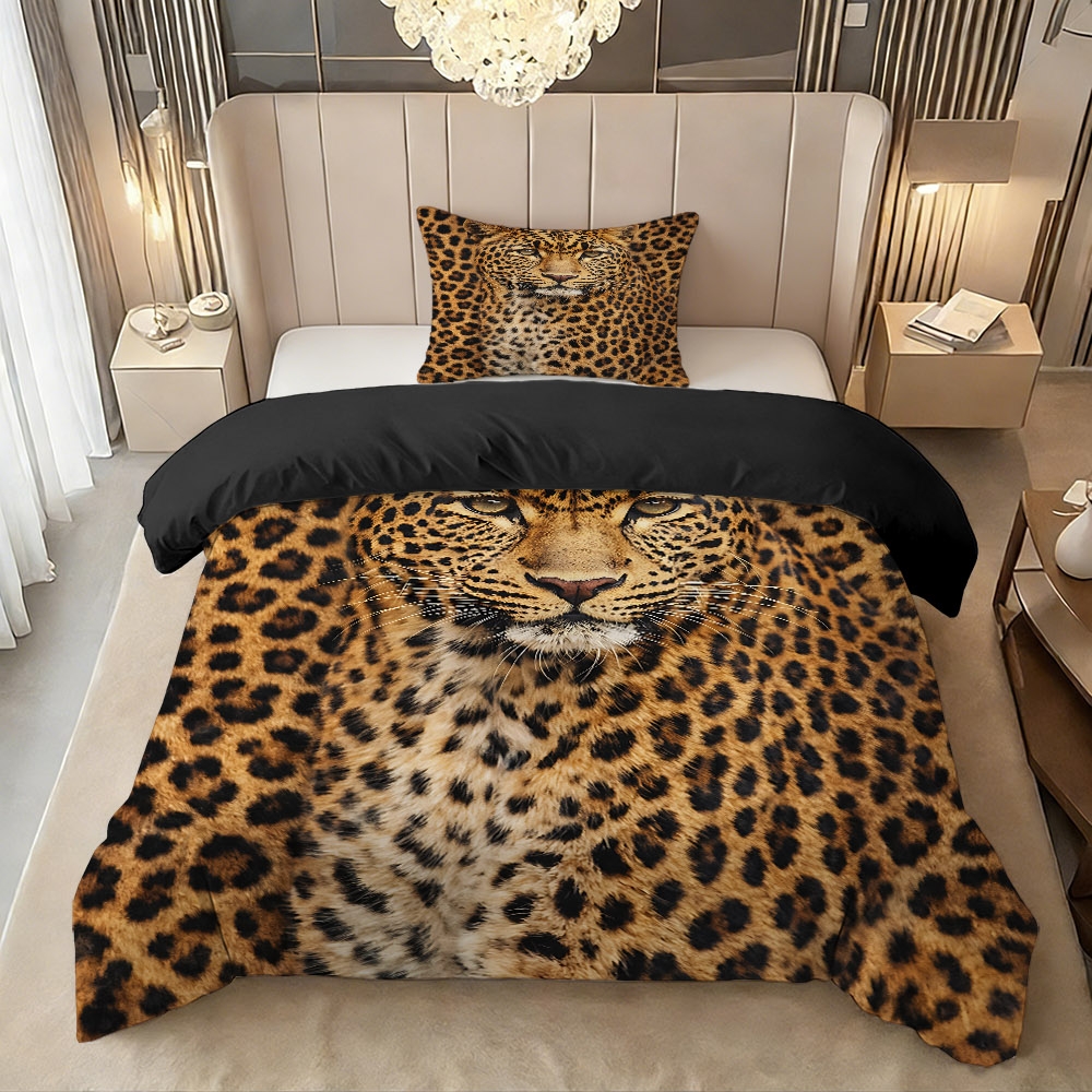 TEMU 2/3pcs Leopard Eye Sharp Theme Duvet Cover Set (1 Duvet Cover   1/2 Pillowcases, No Filling), High-definition Digital Printing, Suitable For All