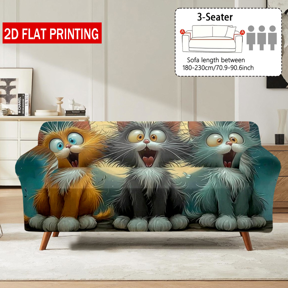 TEMU 2d Flat 1pc High Elastic Sofa Cover, Full Wrap Couch Protector, Universal Anti-scratch Pet Proof Washable Slipcover, 2d Flat