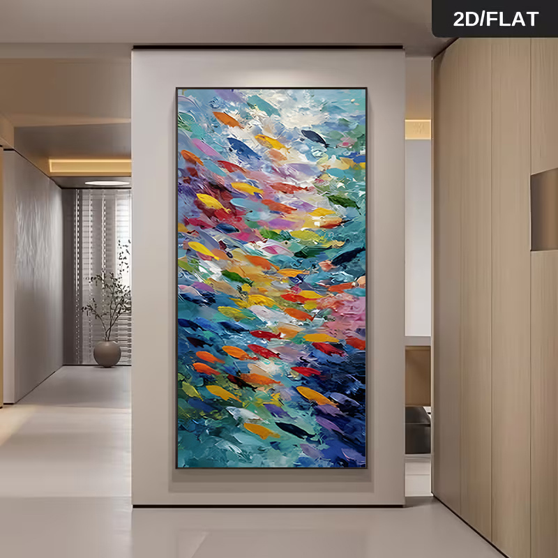 TEMU 2d Flat, Large Modern Wall - Large Suitable For, Bedroom, Vertical Ocean Painting - Frameless Canvas With , Scandinavian Minimalist Decor,