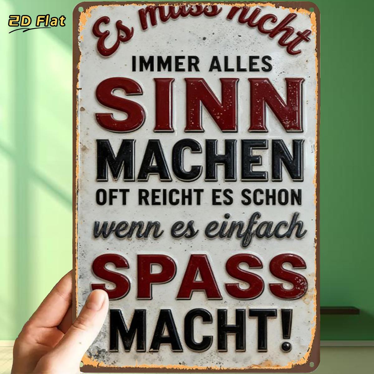 E-shop 2D-Flach, . Metall-Wandschild mit deutschem Spruch – Rustikales Retro-Eisen-Dekor mit deutschem Zitat vorgebohrten Löchern, geeignet für