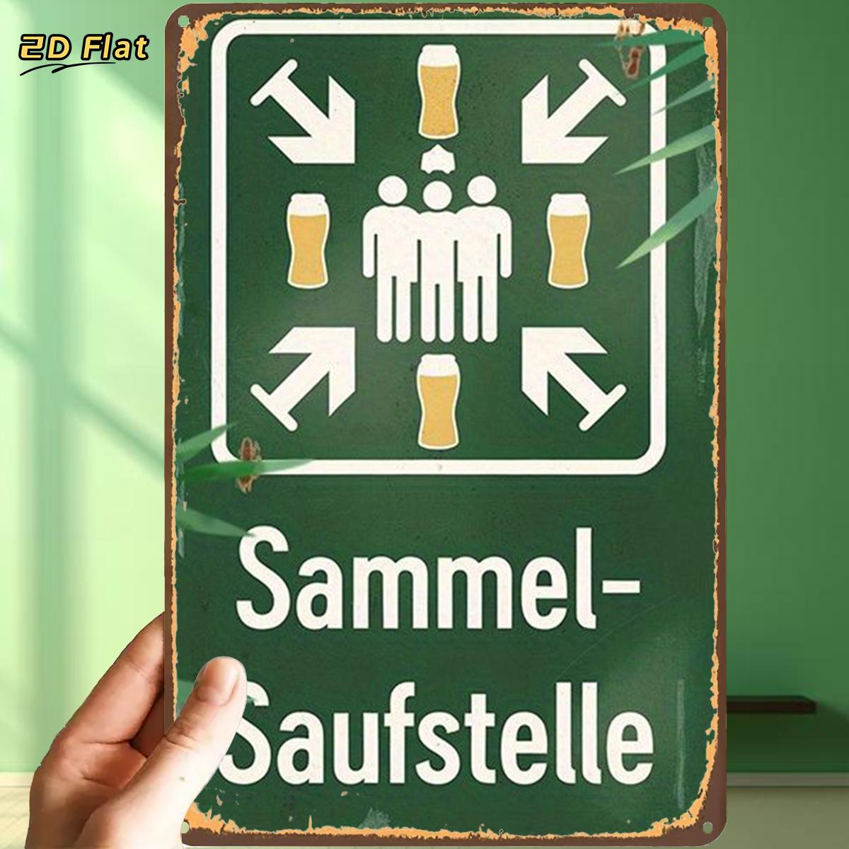 E-shop 2D Flat - Metallschild im Vintage-Stil für Biertrinkrunden, mit 2D-Flachdesign und vorgebohrten Löchern, zum Dekorieren im Innenbereich, im