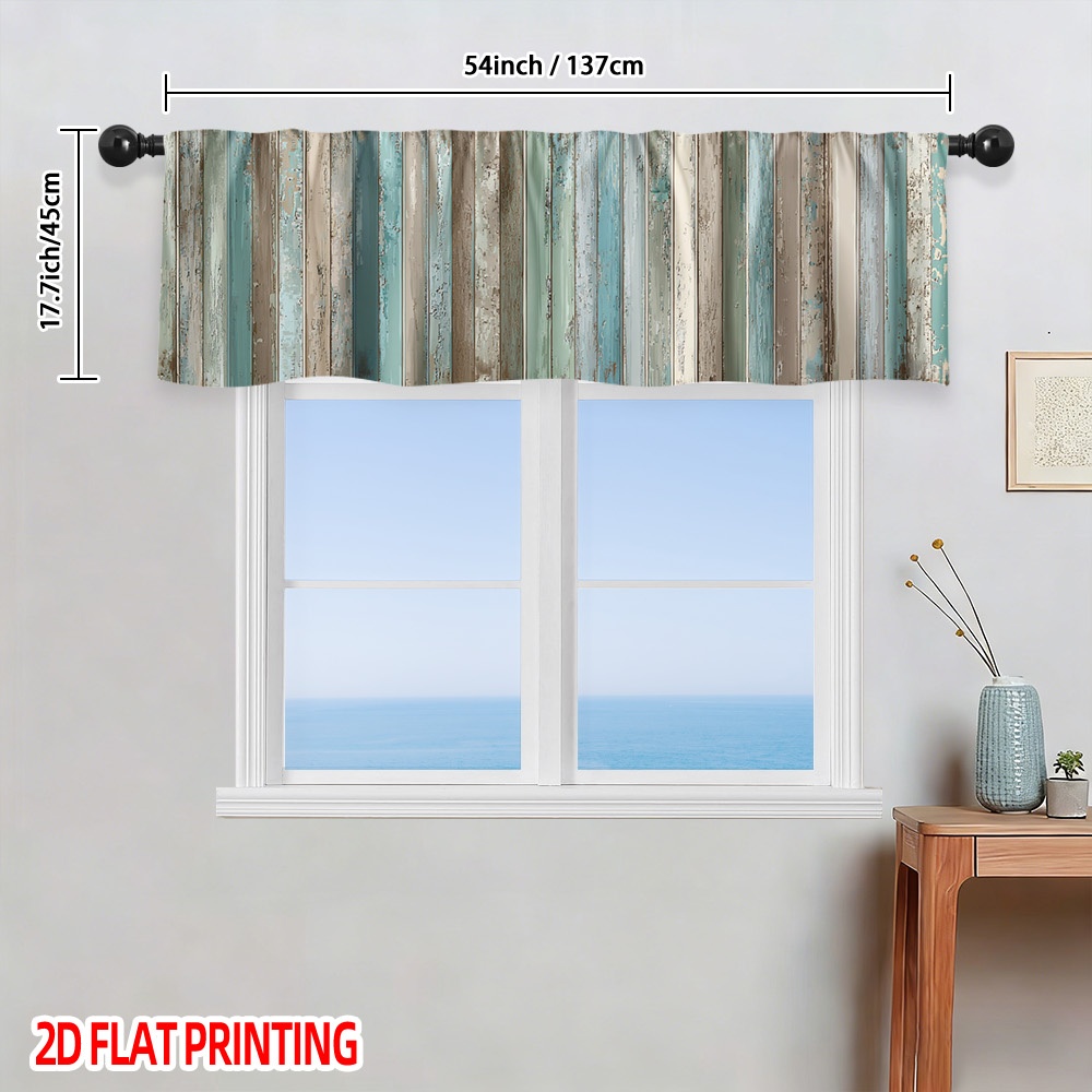TEMU 2D Plat, Valance à Surface Rayée Vieillie 1 Panneau | Rideaux Courts pour Cuisine, Salon, Chambre, Salle de Bain - Polyester, Semi-transparent,