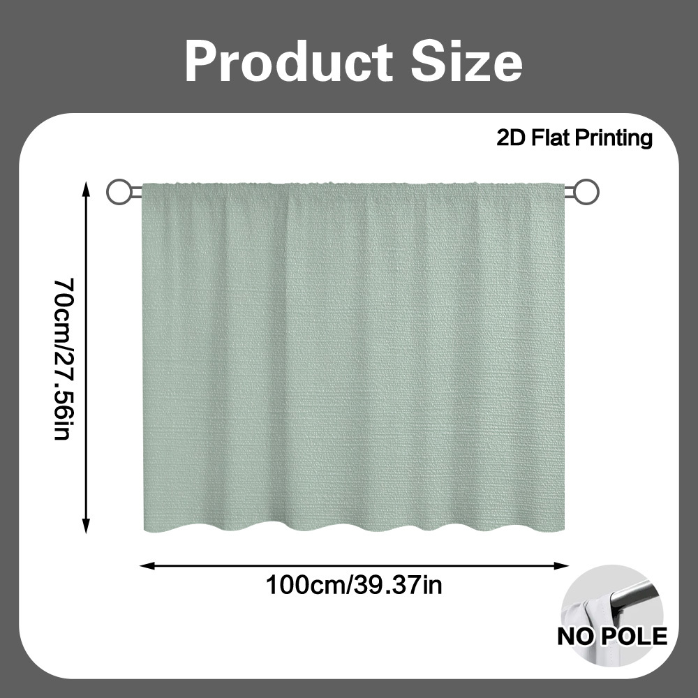 TEMU 2d Flat - 2d Flat - 1pc Of 2d Flat Curtain And Cabinet Decor In A Solid Pastel Green Design, Equipped With A Pole Bag. Translucent, Easy To Set