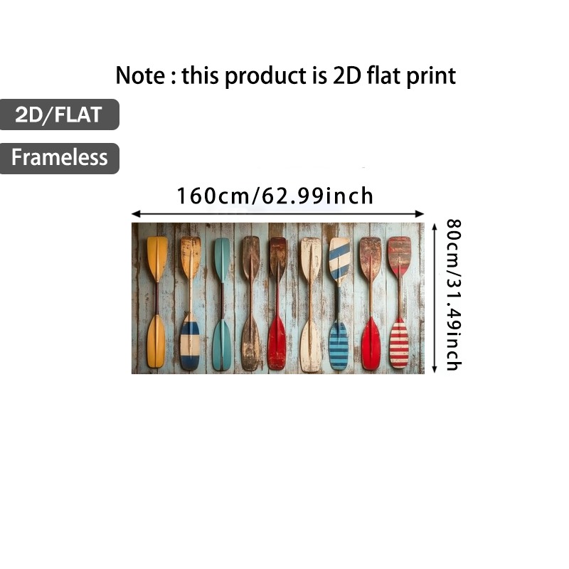 TEMU 2D piatto, 2D piatto, senza cornice, con un design astratto moderno di pagaie di barche colorate e ossidate su un sfondo antico, misura 31.49 x