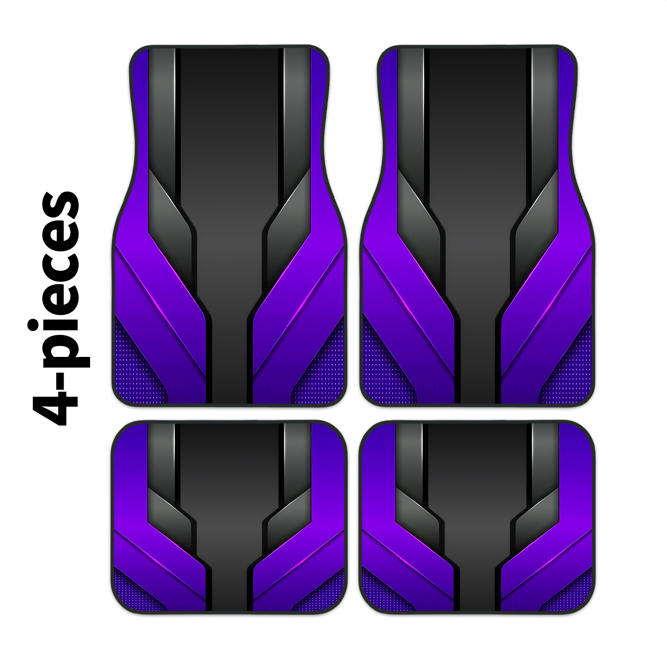 TEMU 2d Purple Tech-pattern Printed Car Floor Mats, 4pcs, Suitable For Car Models, Use, Stylish, Simple, And Clean, Perfect Gift