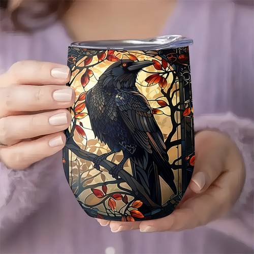 artikel foto 1 stuks 12oz roestvrijstalen geïsoleerde beker met deksel | vacuüm reis koffiemok met -in-lood thema ontwerp, ideaal voor halloween, thanksgiving, kerstmis, nieuwjaarsnacht, valentijnsdag, moederdag, vaderdag
