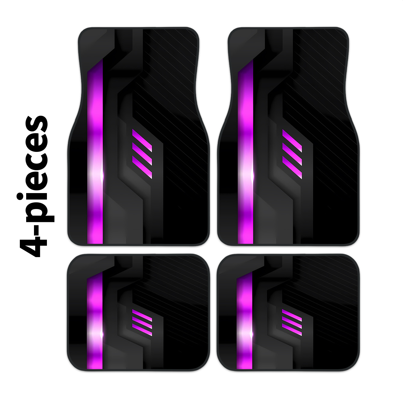 TEMU 2d, 4pcs Set Of Purple Glowing Device Printed Car Floor Mats, Front And Rear Carpets, Car Interior Accessory Floor Mats, Suitable For Front And