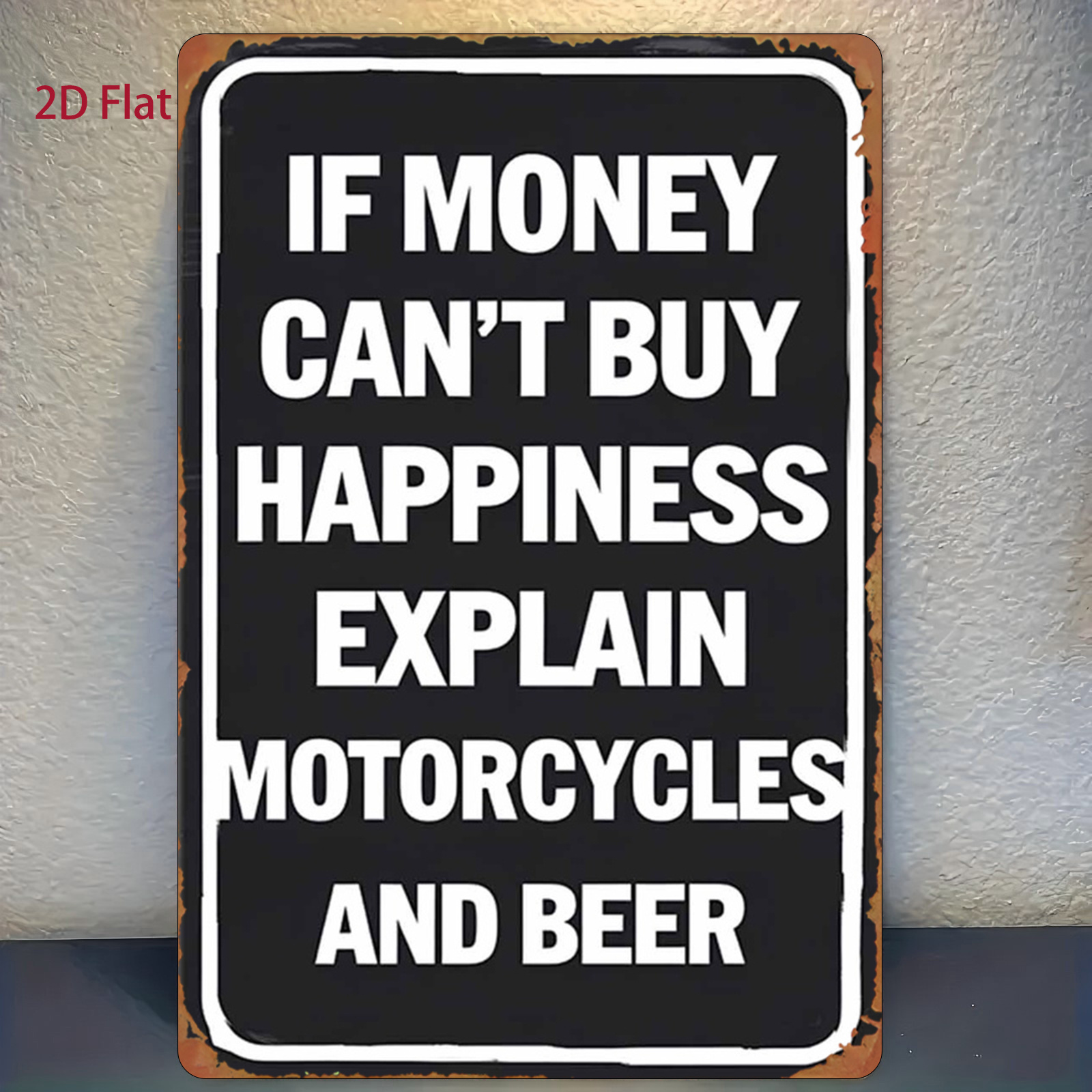 TEMU 1pc 8*12 Inch Metal Sign, " Happiness? Explaining Motorcycles And Beer" Art, Decorative Sign & Plaque, Suitable For Home, Bar, Café, Office, And