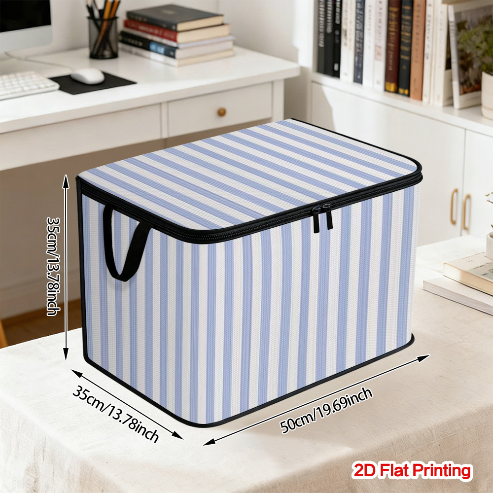 TEMU 1 cestino portaoggetti a righe blu e bianche con , grande capacit�, realizzato in tessuto , design pieghevole e per risparmiare . � un'ottima