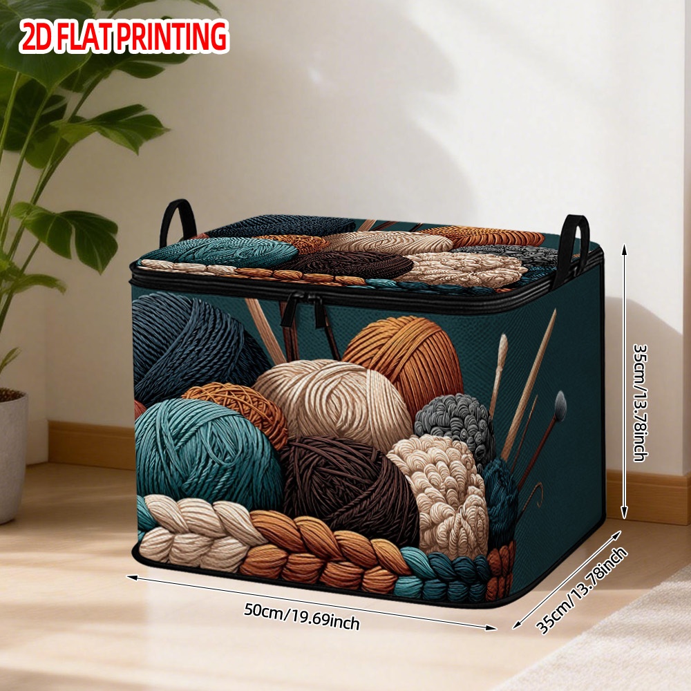 E-shop Bunter Garnkorb-Wäschekorb mit Deckel | Polyester, reisetauglicher Wäsche-Organizer für Hotels & , Mehrzwecknutzung, Regalkörbe