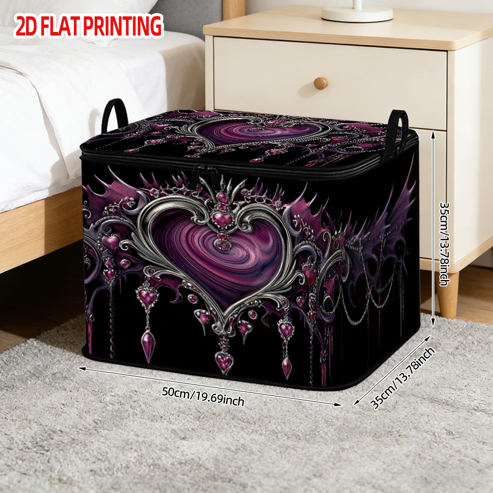 TEMU 1pc Storage Basket, Gothic Design, Polyester Lid, Ideal For Pet Supplies Laundry Car Trunk Living Room Organization, Shelf Baskets