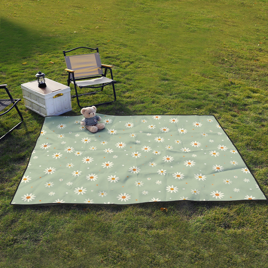 TEMU Telo da picnic stampato in 2D con piccolo motivo a margherita, resistente per campeggio , grande dimensione per pi羅 persone, facile da piegare e