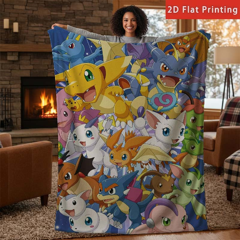 TEMU A Illustration Fleece Blanket Made Of Polyester Material, Lightweight And Breathable, Suitable For , Home Office Use On Sofas And Beds. It