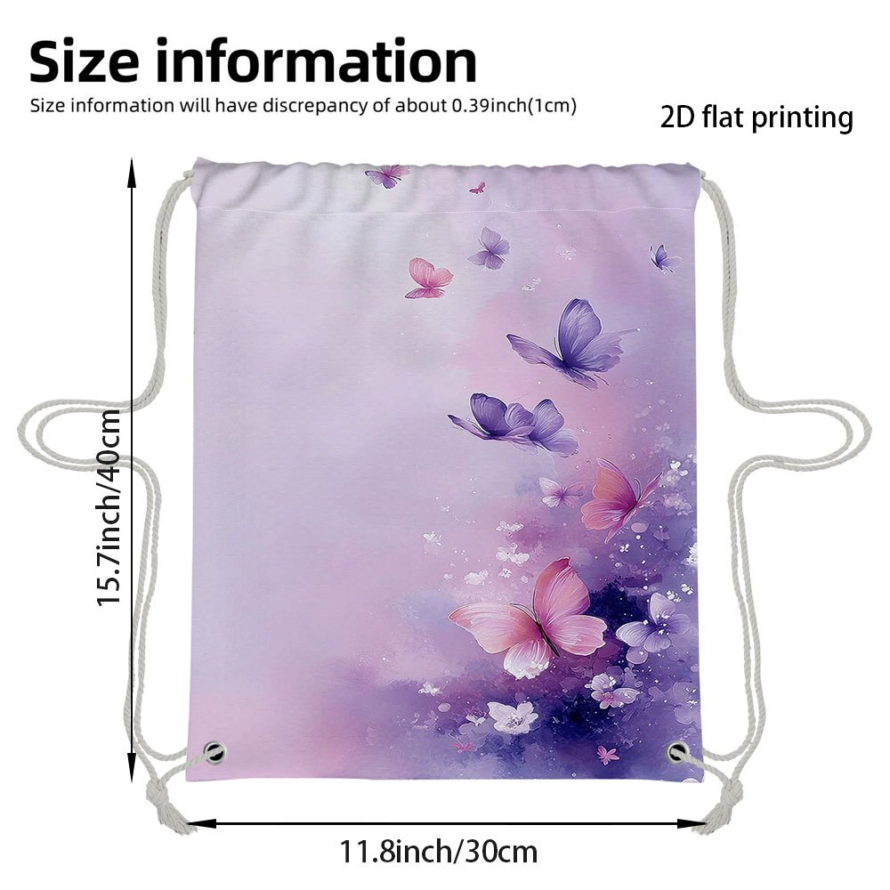 TEMU 1pc A 2d Flat-printed Vibrant Drawstring Bag - Lightweight, Measuring 11.8x15.7 Inches, Featuring A Spring Design, Suitable For Sports, Travel,