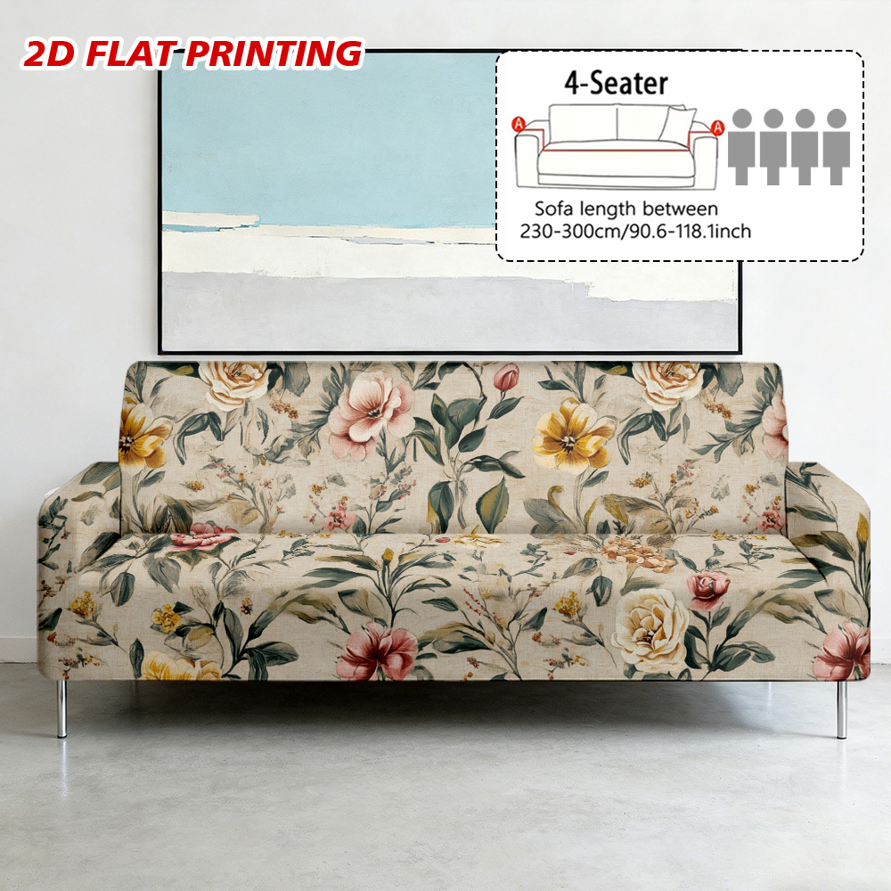TEMU 1pc Blossoms Sofa Cover Usable - Machine Washable Option, Alleviates Sofa Wear Caused , Perfect For Refreshing Sofas In Rest Areas, Craft Rooms,