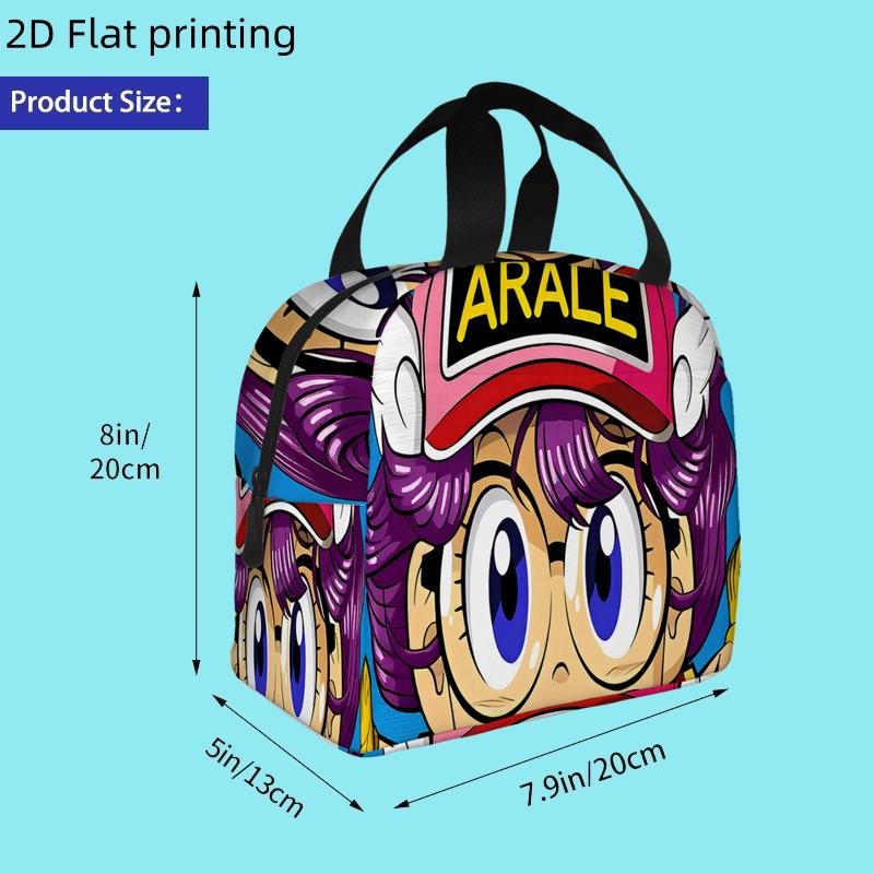 TEMU 2d Flat Printing, 1pc, Girl With "" Hat And Purple Hair. Printed Insulated Cooler Bag - Reusable Portable Hot/cold Bag For Home, Office, Picnic,
