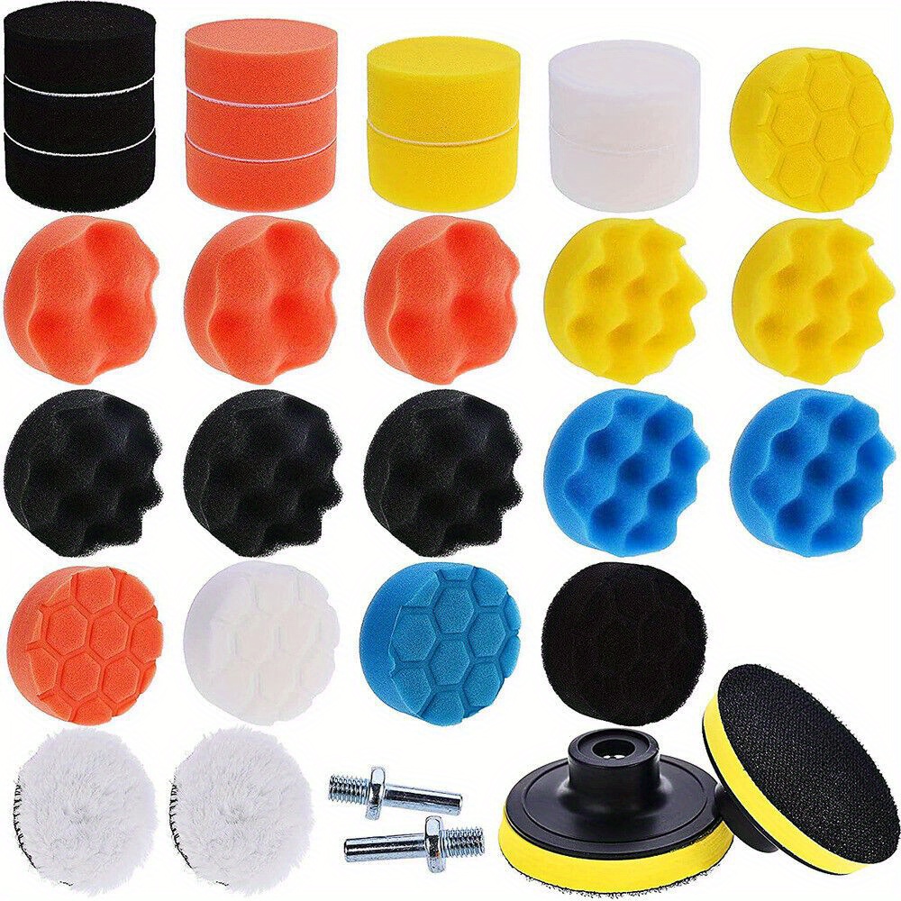 Image of 31pcs Car Polishing Kit Polishing Buffing Pad Car Car Drill Polisher Buffer Sponge Pads Set