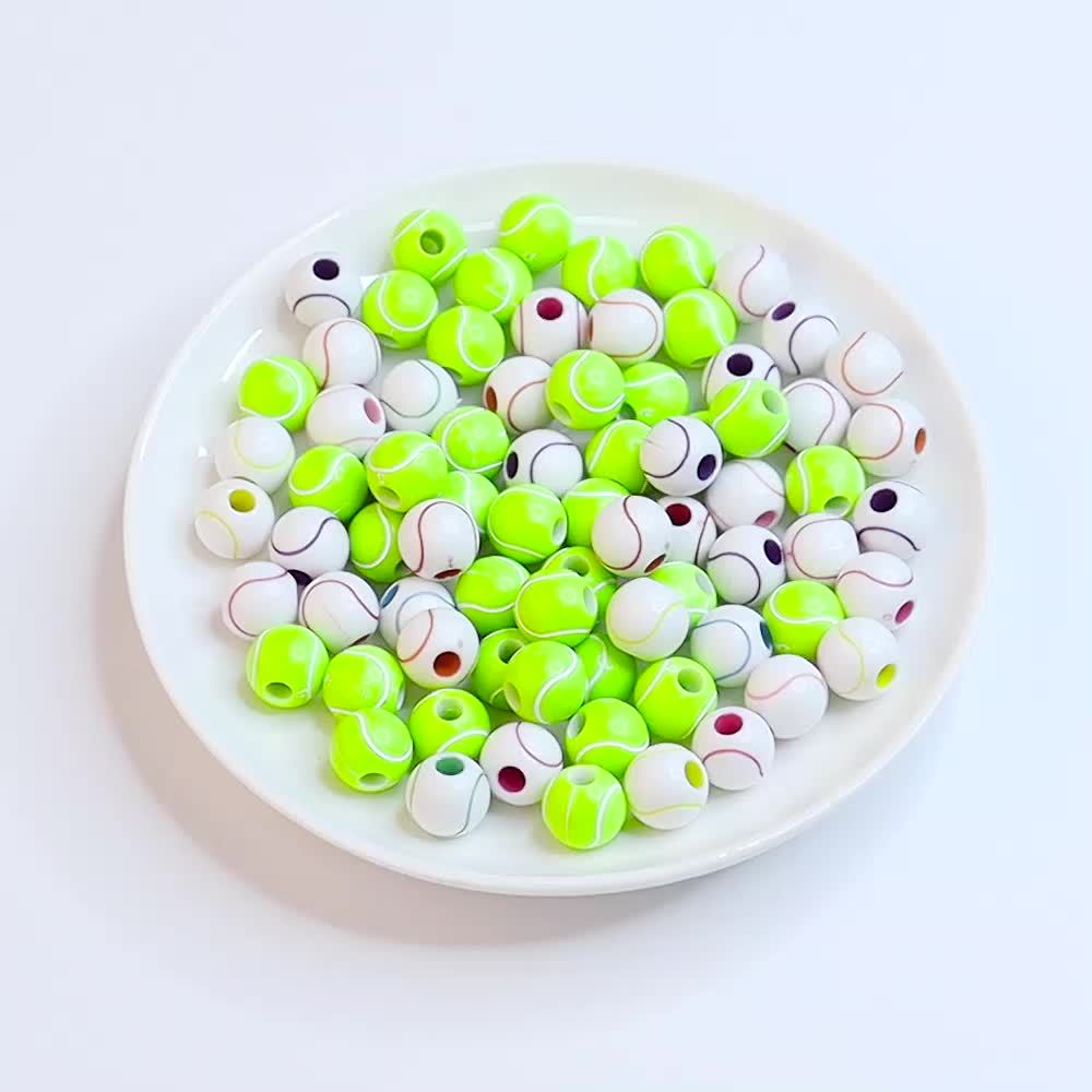150pcs Acrylic Tennis Ball-shaped Beads for DIY Projects