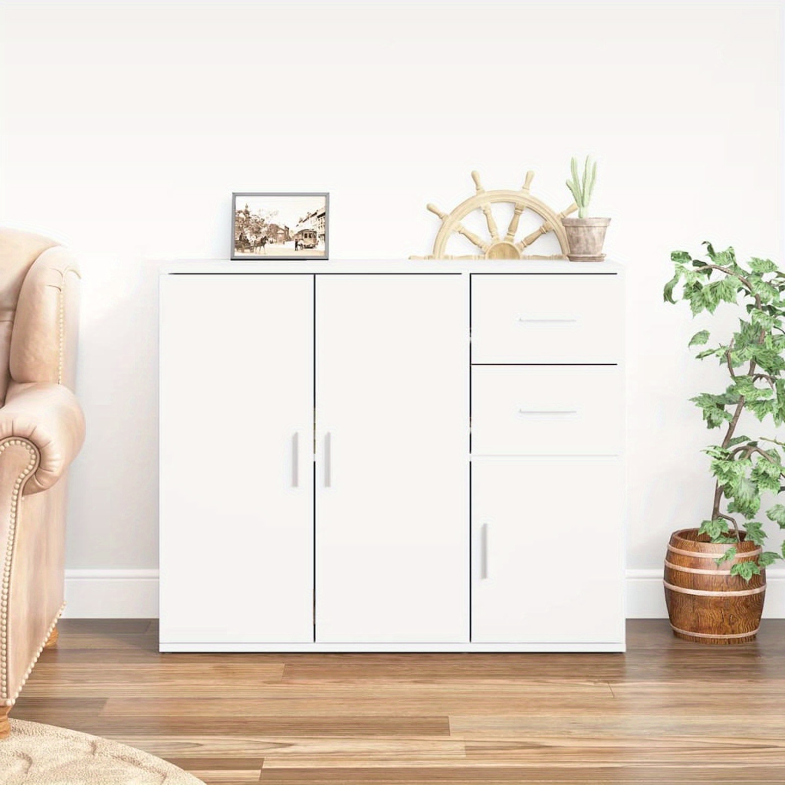 Sideboard White 91x29.5x75 Cm Material, Storage Boxes For Organizing