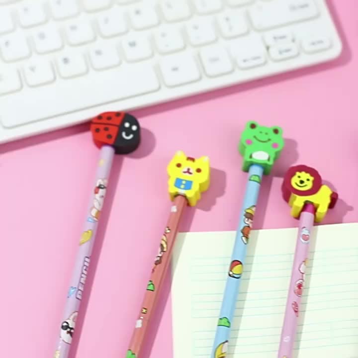 Random Cartoon Animal Hb Sketch Pencil With Removable Eraser - Temu