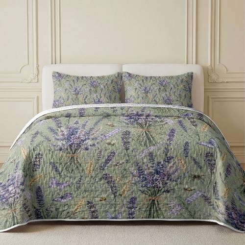 photo de l'article Ensemble de matelassée 3 pièces avec couette et imprimé abeille papillon ( 1 couette, 2 taies d oreiller, rembourrage), thème , , douce, respirante et pour , confortable et avec un design