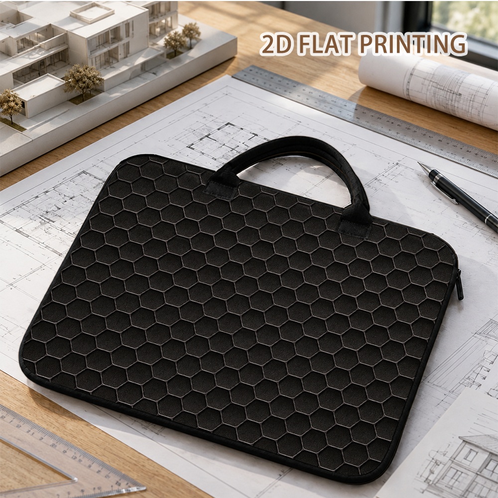 Laptop Bag with Black Hexagonal Honeycomb Layout