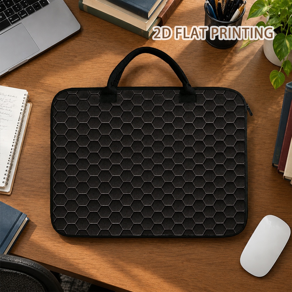 Laptop Bag with Black Hexagonal Honeycomb Layout