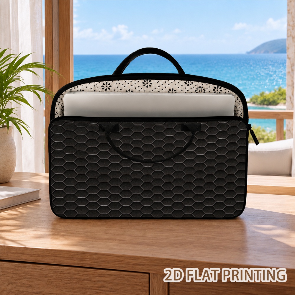 Laptop Bag with Black Hexagonal Honeycomb Layout