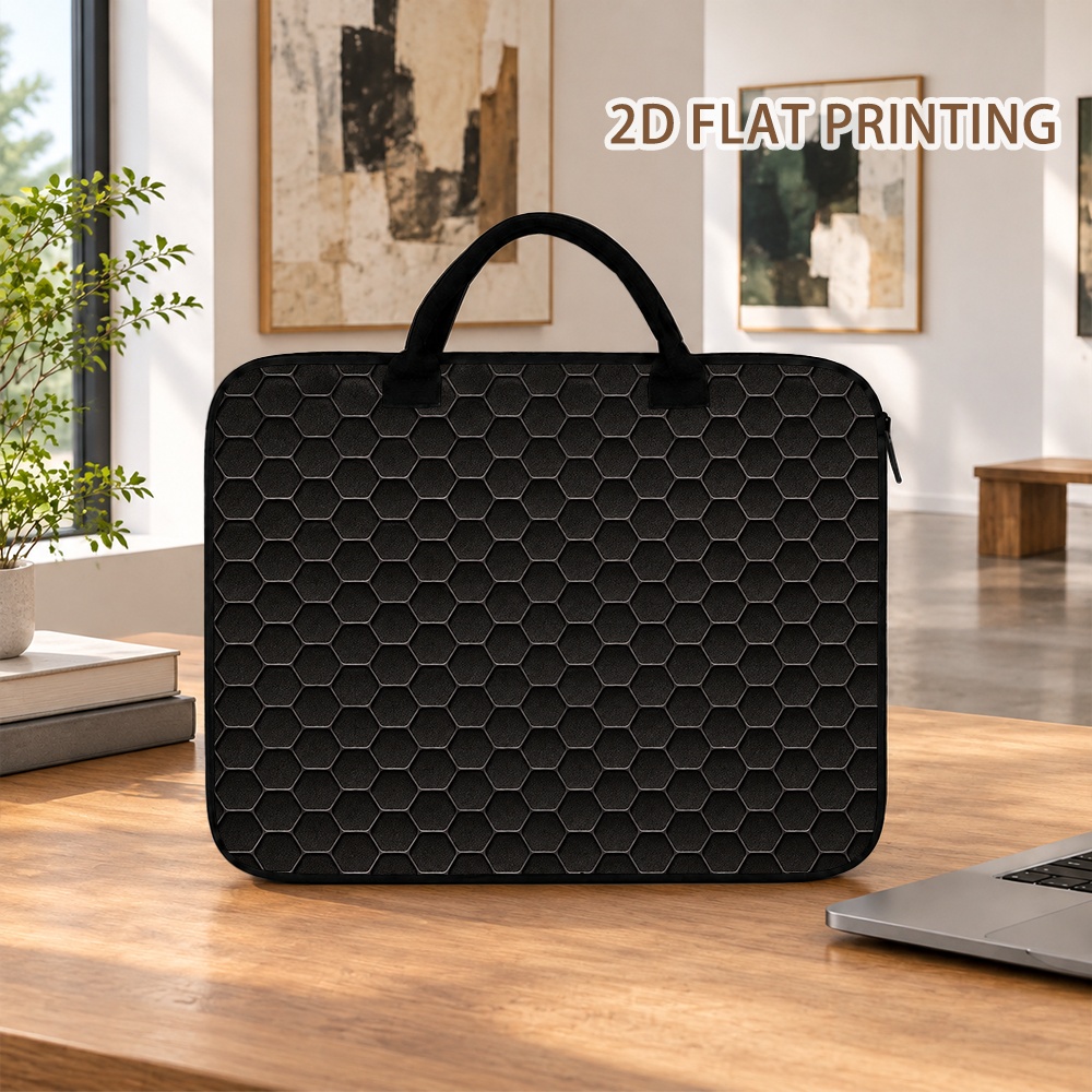 Laptop Bag with Black Hexagonal Honeycomb Layout