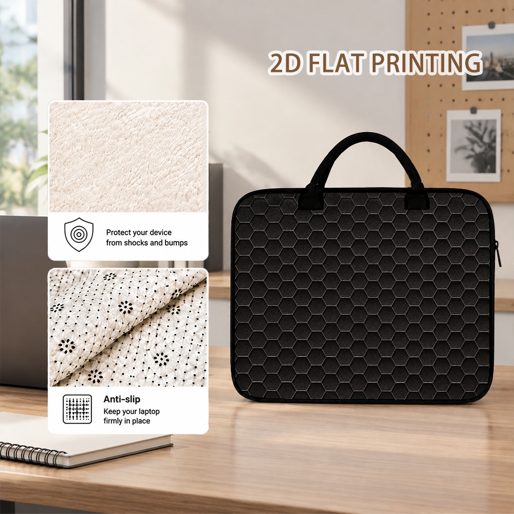 Laptop Bag with Black Hexagonal Honeycomb Layout