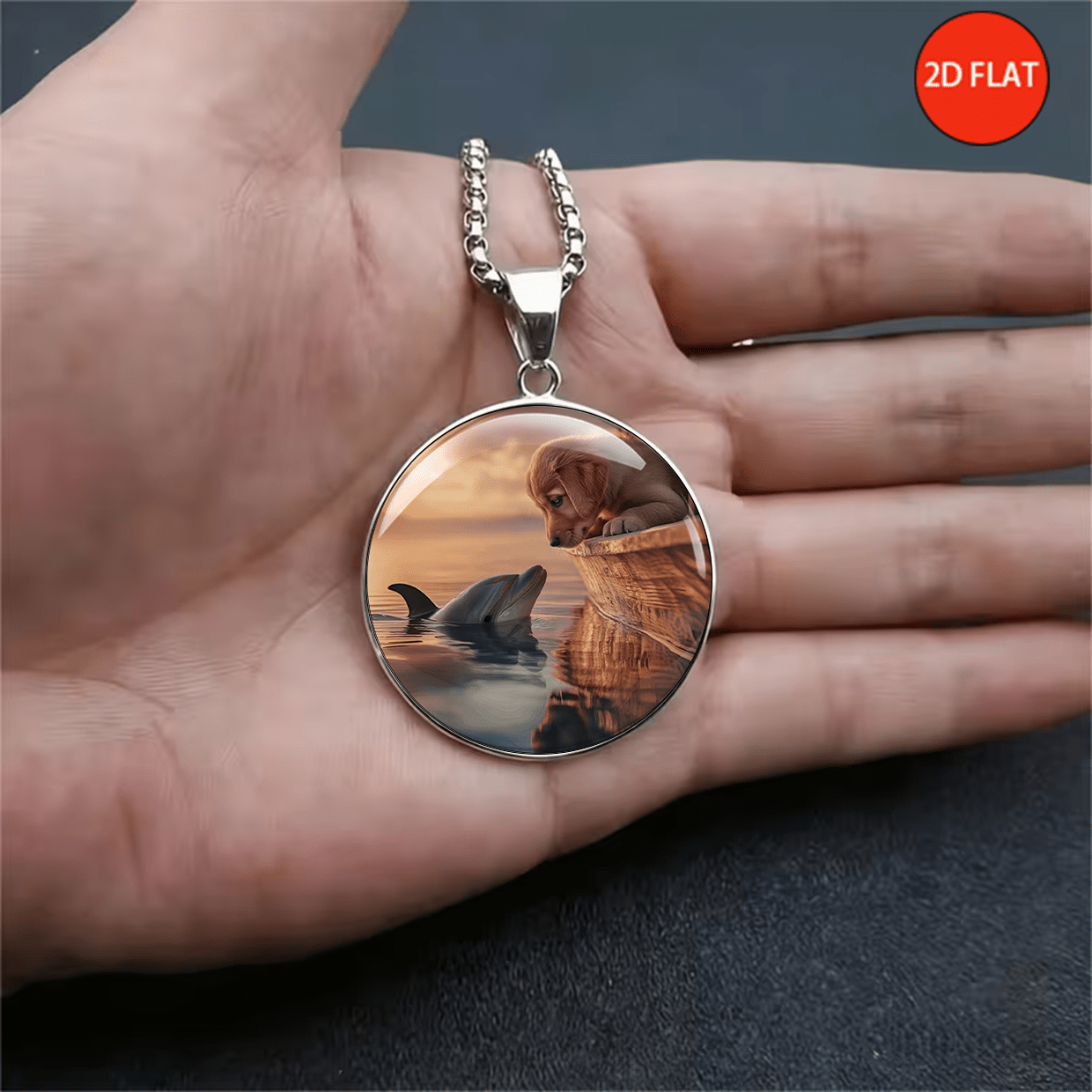 2D Flat Healing-Style Cross-Species Encounter Necklace