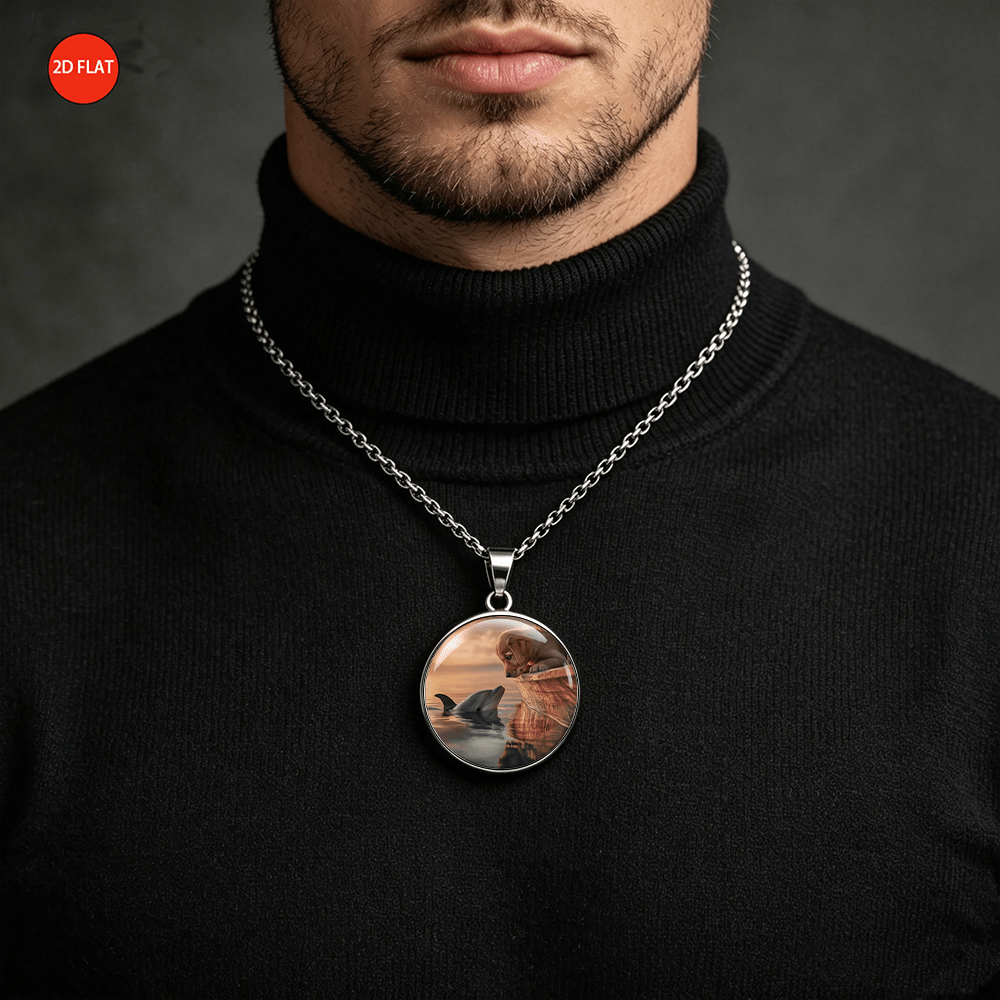 2D Flat Healing-Style Cross-Species Encounter Necklace