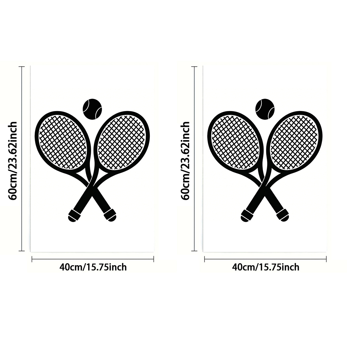 TEMU Serviette 2D Plate, 1 pièce ou 2 pièces, Impression , Rectangulaire 40x60cm, Motif 2D Style d'une Raquette de Tennis et d'une Balle de Tennis,