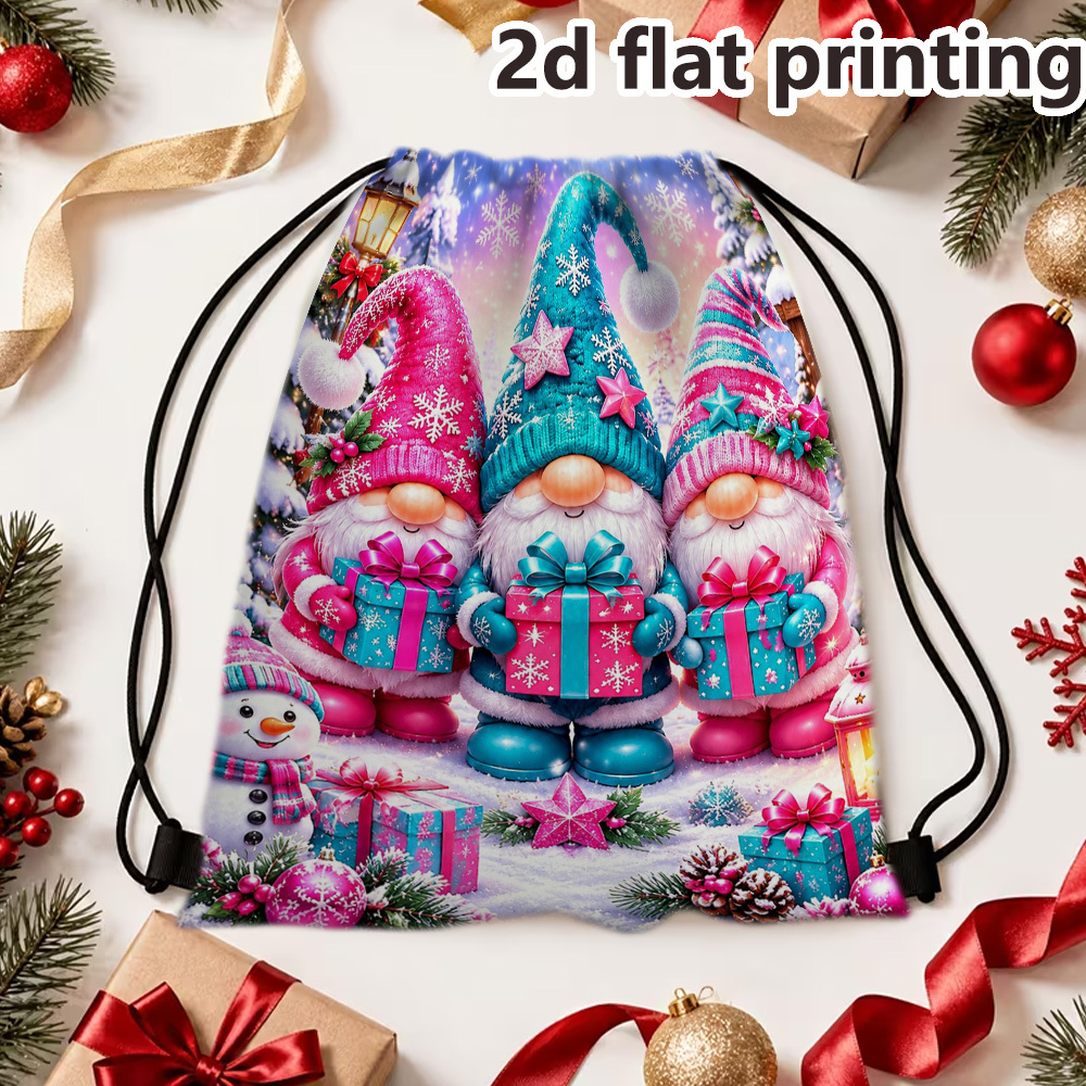 [Thème Noël] Sac à cordon cadeau Gnome de Noël, idéal   sac de sport  , pour équipement     et cyclisme