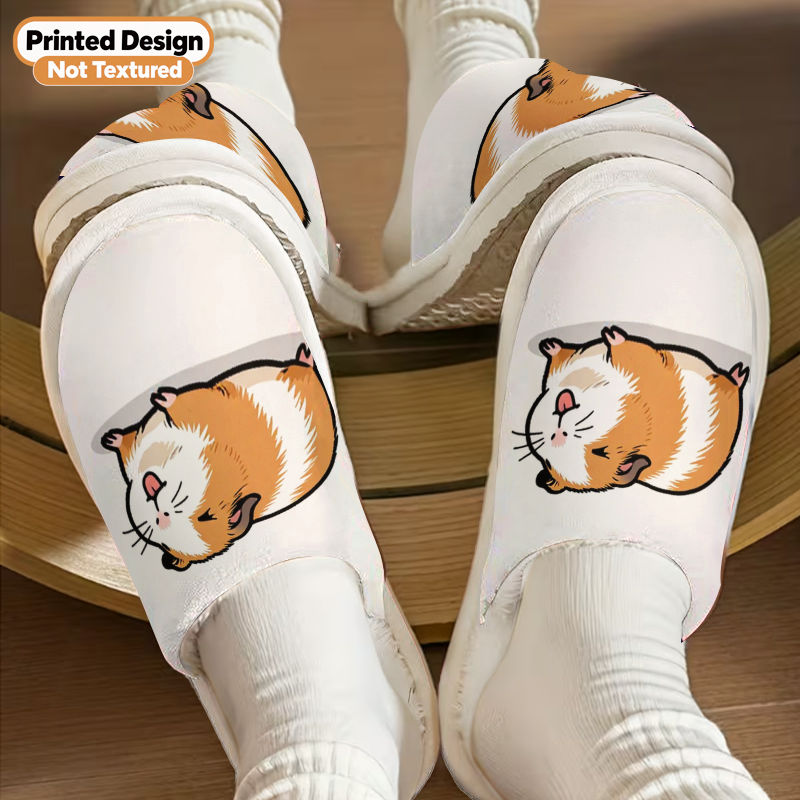 [프린트 디자인 - 텍스처 아님] 남녀공용 사계절 쥐 소리 함스터 프린트 실내 슬리퍼, 침실 실내 슬리퍼, 거실 슬리퍼, 커플 슬리퍼, 절친 같은 스타일, 자매 선물, 생일 선물, 절친 선물