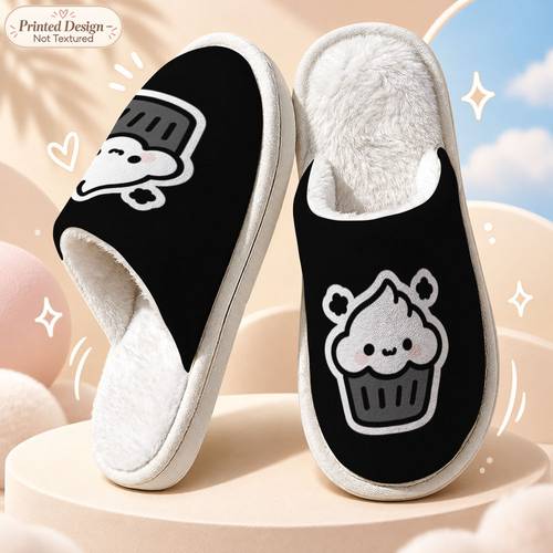 printed design not textured cute cupcake pattern slippers unisex bedroom slippers adorable fun gift