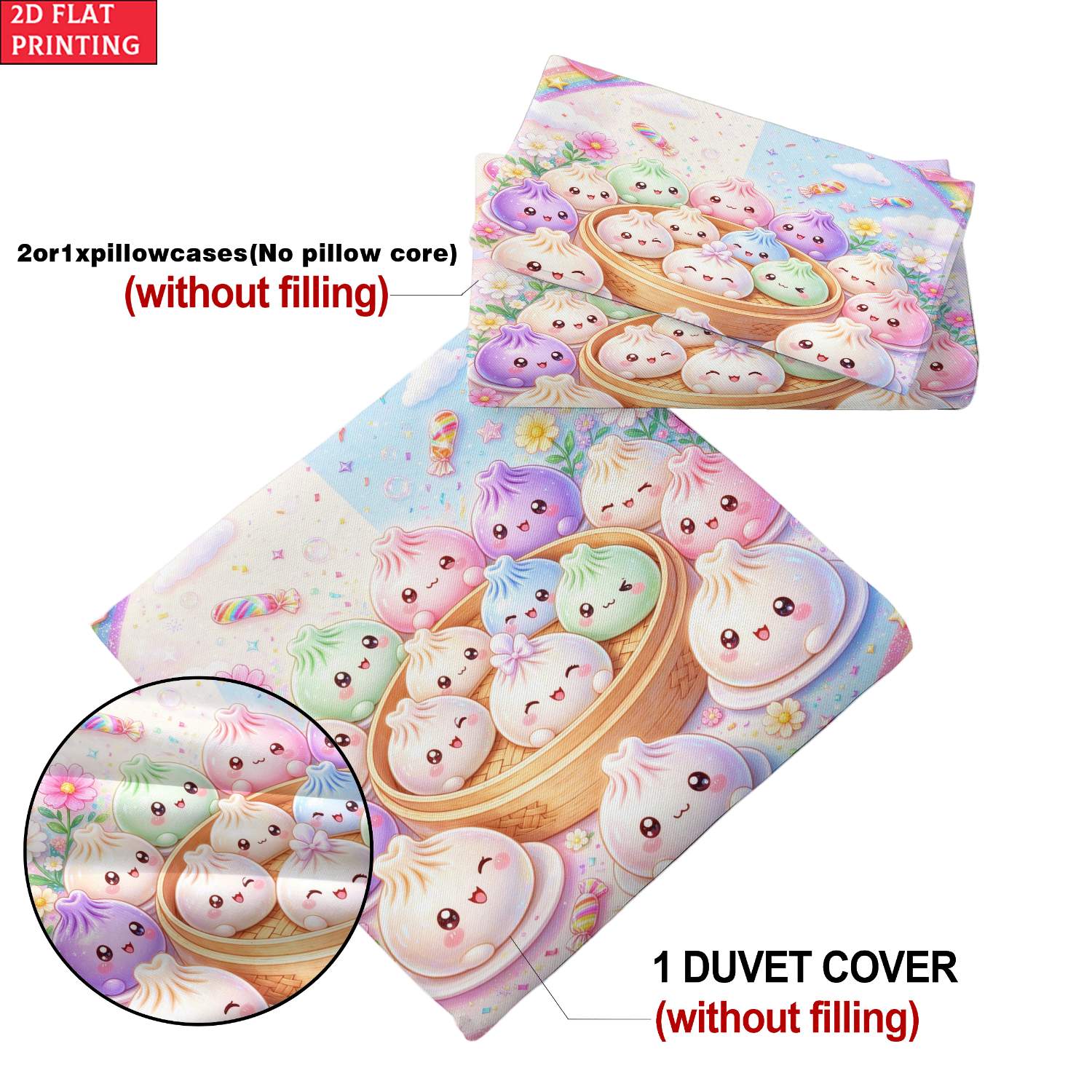 2d flat 2 3pcs printing dumplings heart christmas print for bedroom decor bedding quilt cover pillowcases 1 duvet cover 1 2 pillowcases without core 2d flat