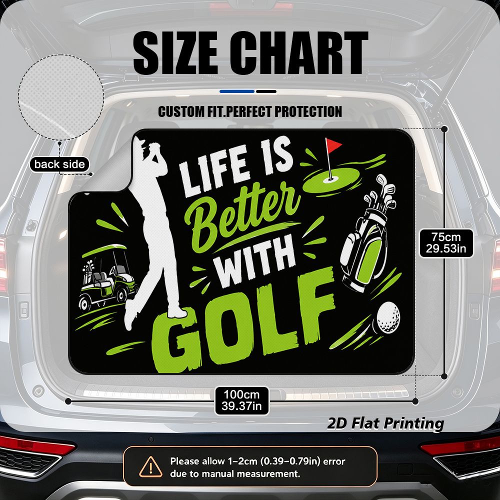 TEMU 1 pièce, Tapis de coffre de voiture universel 2D à impression plate avec motif de de avec équipement, tapis de de coffre arrière de voiture