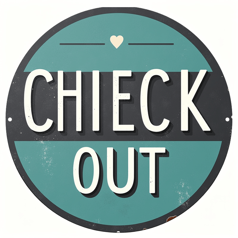 TEMU 2d Flat, 2d Flat. 1pc, Retro Teal And Out Sign With Heart Accent, , For Living Rooms, Bedrooms, Bathrooms, Homes, Bars, Cafes, Restaurants,