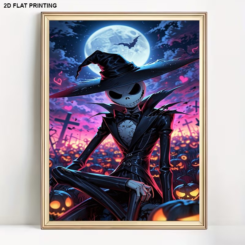 TEMU 5d Diamond Painting! Halloween Wizard Jack-o'-lantern Pattern Diamond Painting Kit, Round Acrylic Diamonds, Mosaic Art Handmade, Suitable For
