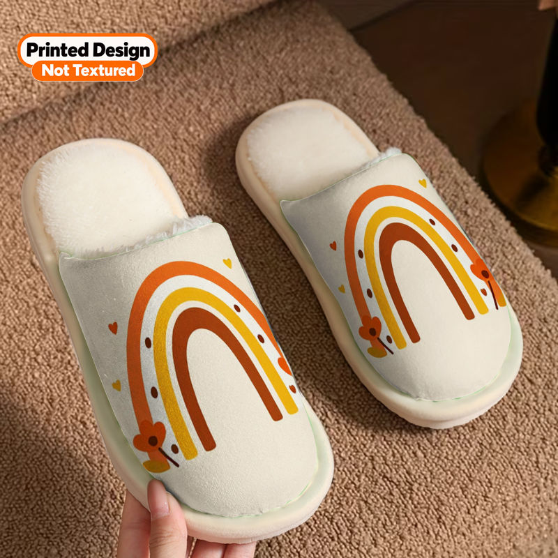 printed design not textured autumn winter unisex  ow flo l pattern slippers indoor shoes gift for parents christmas present