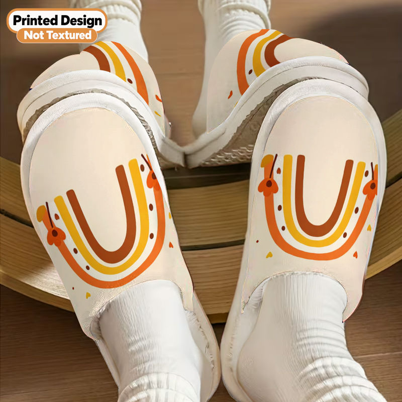 printed design not textured autumn winter unisex  ow flo l pattern slippers indoor shoes gift for parents christmas present
