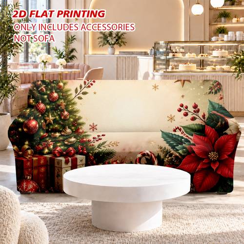 1pc 2d flat printing christmas and gifts pattern sofa cover sofa slipcover furniture protector for bedroom office living room home decor for minimalist bohemian decor machine washable