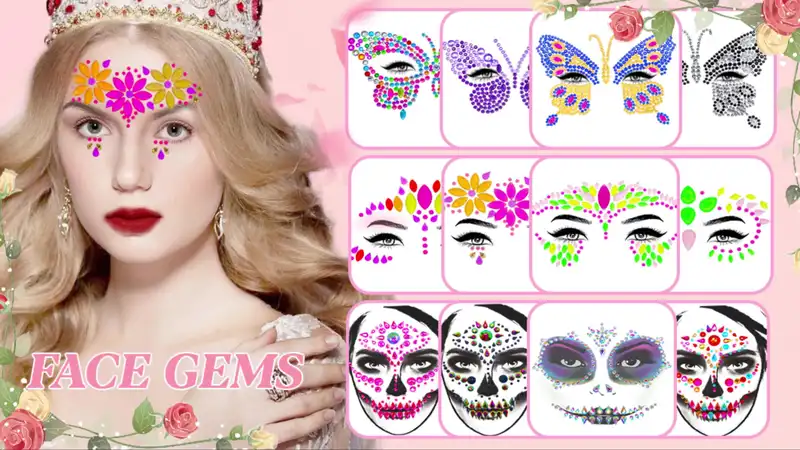Different Styles Halloween Face Stickers Butterfly Face Gems - Temu