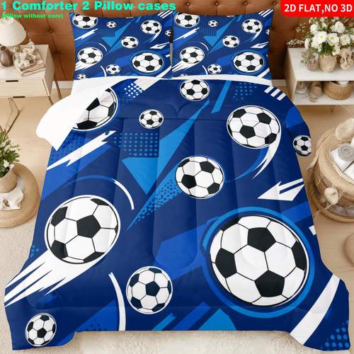 3pcs comforter insert 1 comforter insert 2 pillowcases 2d flat print soccer sports theme quilt core 280gsm fiber filling u shaped quilting machine washable and resistant to deformation pillow insert not included