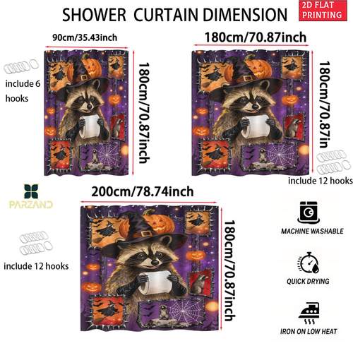 2d flat 2d flat 1pc shower curtain halloween raccoon hd printed shower curtain with 6 12 hooks elegant bathroom decor for home and hotel use multiple sizes suitable for gifts for family or friends 2d flat