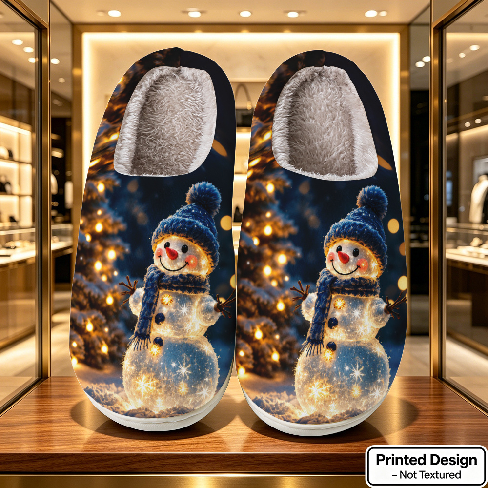 TEMU Christmas Snowman Glowing Pattern Slippers, Casual Light Luxury Versatile Slippers, Unisex Fashionable Light Luxury Slippers, Comfortable And